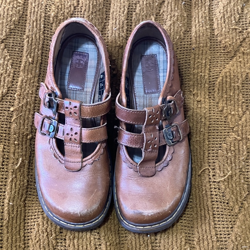 Dr. Martens Brown Leather Flats with Buckles